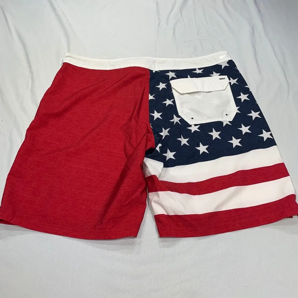 Hurley Phantom American Flag Board Shorts Mens 38 Patriotic Stars Stripes